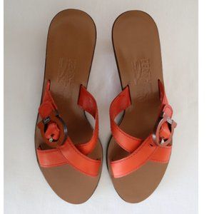 Ferragamo Leather Sandals With Gancini Buckle